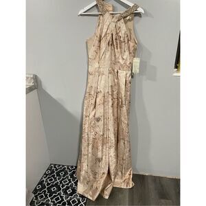 Brand New Eliza J Women’s 8 Eliza J Beaded-Neck Ball Gown Maxi Dress Ivory Black